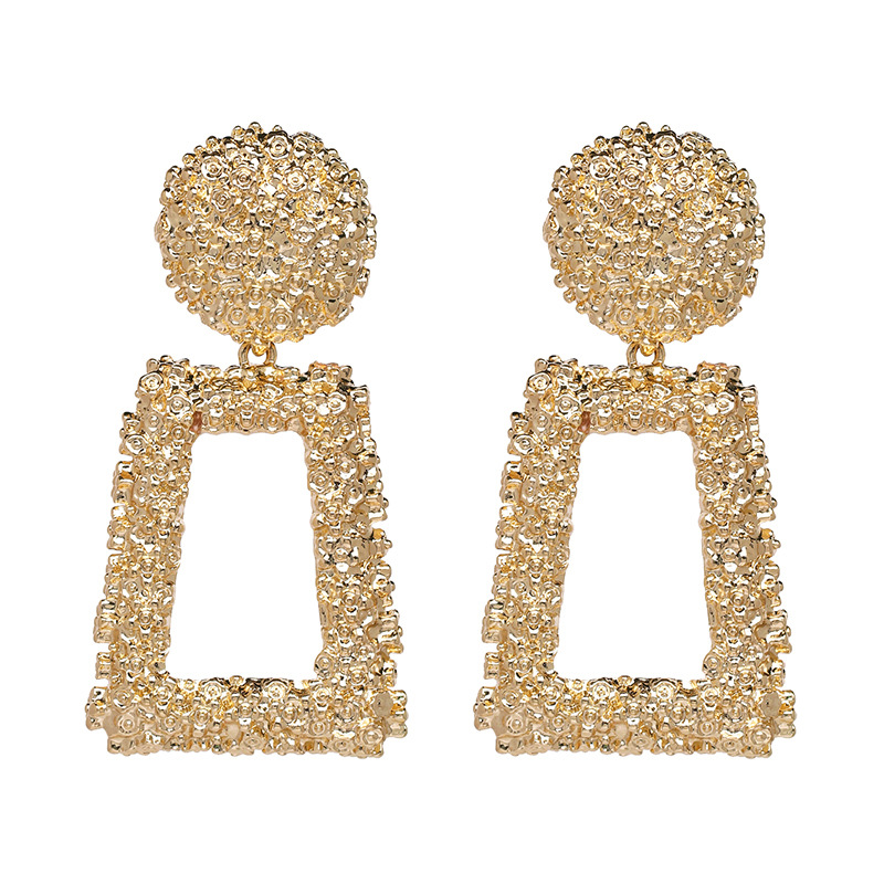 

Fashion Parts Stud Geometric-shaped golden earrings featuring a raised women metal dangle drop easrrings wholesale Jewelry