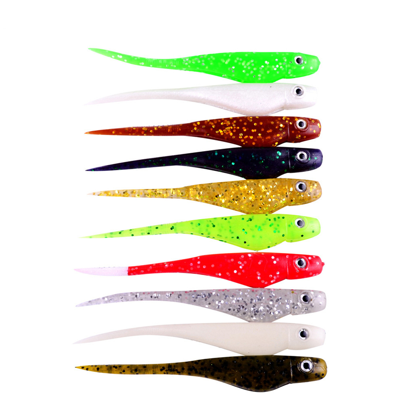 

New Realistic Artificial Fish Soft Worms Bait 7colors 10cm 5.8g Silicon Rubber Freshwater Shad fishing lure 10pc/lot