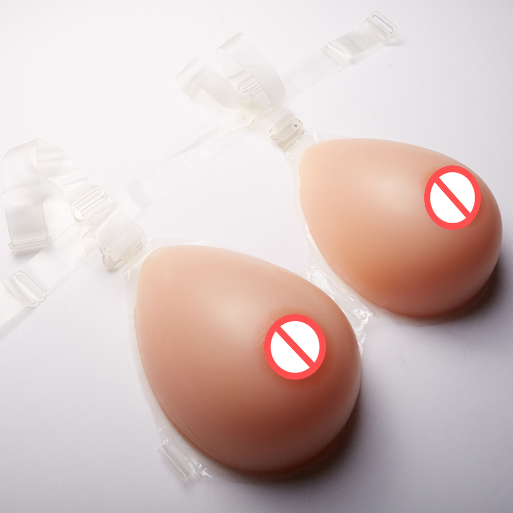 

High Simulation Silicone Crossdress Breast Form Big Bust Breast Pad Fake Artificial Breast With Bra Strap C Cup