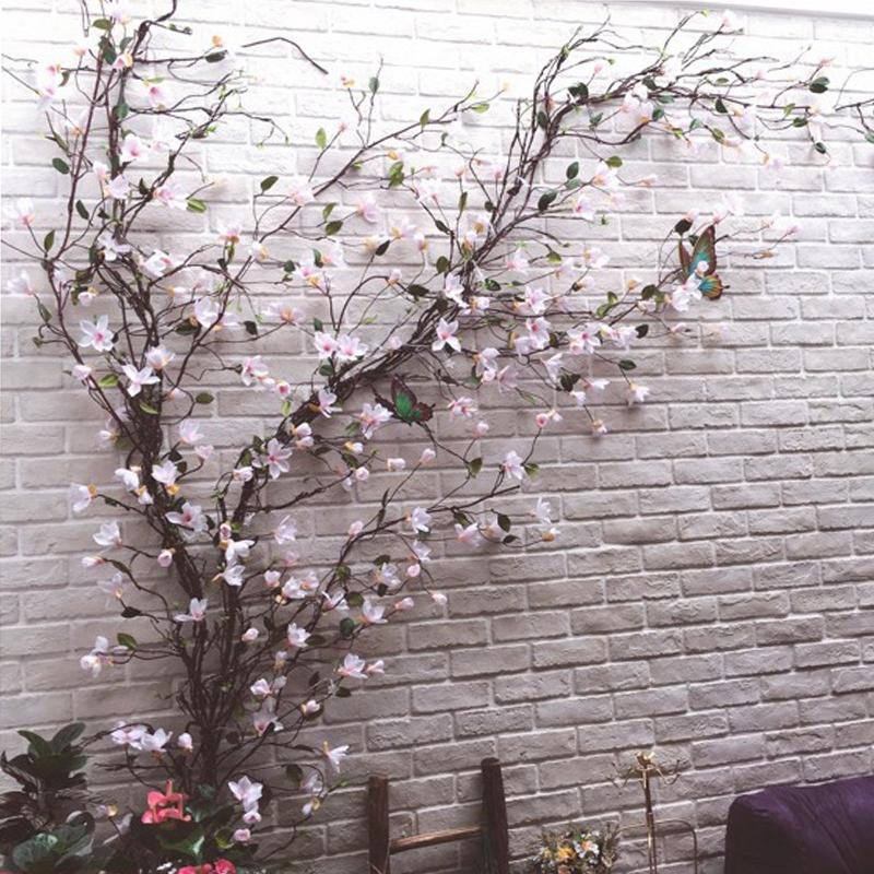 

LIN MAN 2pcs/lot Artificial Magnolia Flower Vine Rattan Silk Fake Flowers Branch Fleur Arrange Table Wedding Home Decor Party accessory, As pic