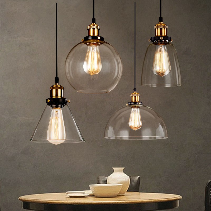 

Vintage Pendant Lights Glass Hanglamp E27 industrial hanging lamps indoor lighting bar cafe Kitchen Fixtures Luminaire ceiling lamps