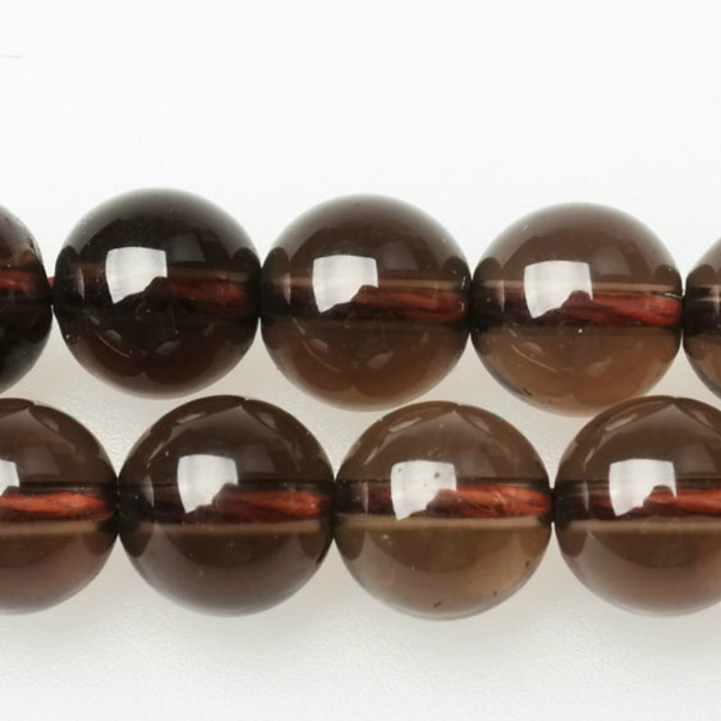 8mm pierre naturelle lisse Quartz noir fumé perles en vrac 16 "brin 6 8 10 12 MM choisir la taille pour la fabrication de bijoux