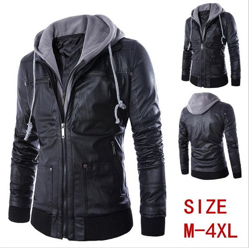 brand fashion luxury mens designer jackets men leather jacket europe and america hooded detachable two men motorcycle leather jacket
