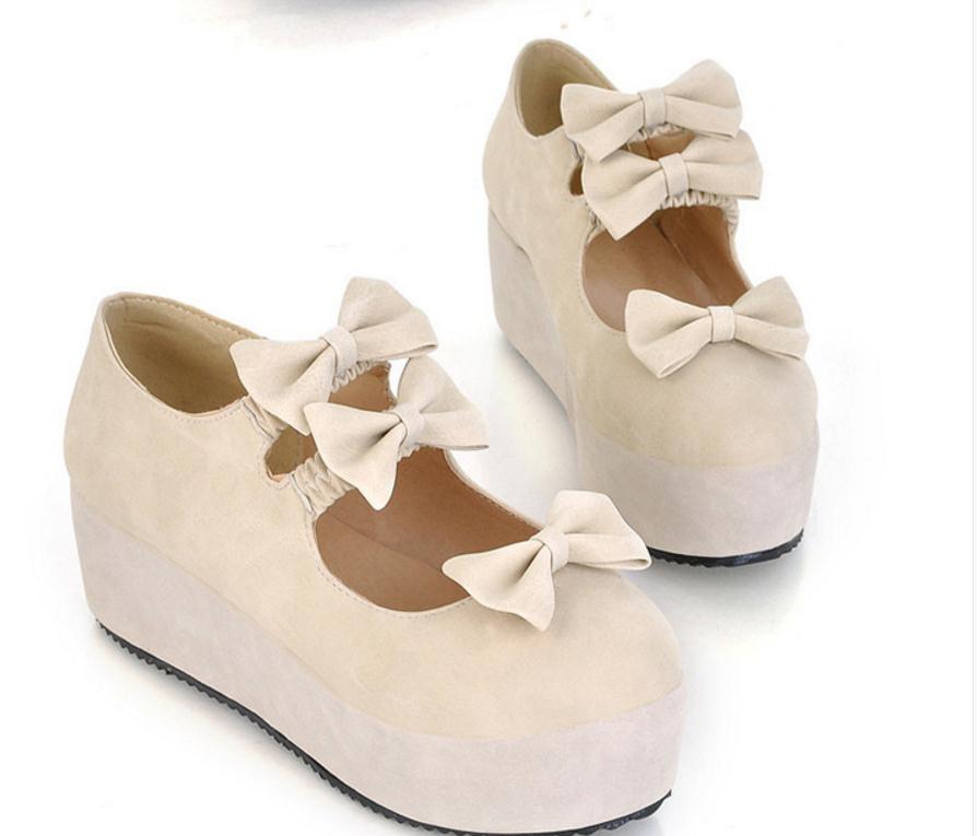 

Women's shoes soft paper Lolita bow and tide single shoes, Pink
