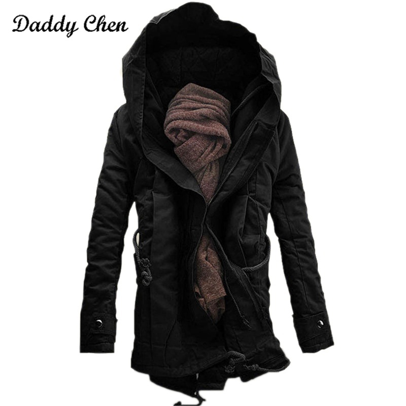 2017 Brand Fashion winter Parka for men Thick Warm zipper Jacket Autumn Outerwear hooded Black military Coat mens long jackets C18111201