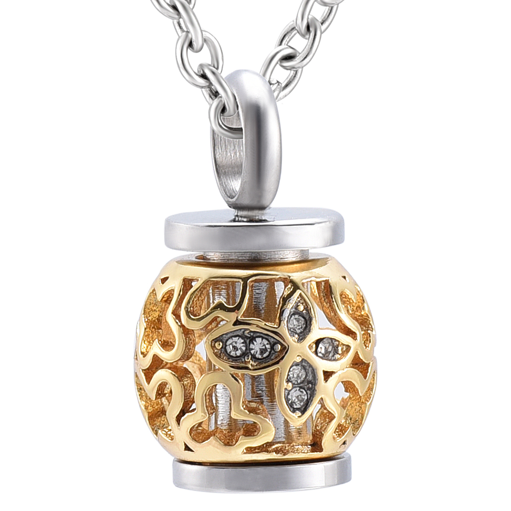 

Cremation memorial ashes urn keepsake Special design crystal lantern stainless steel pendant necklace jewelry for women