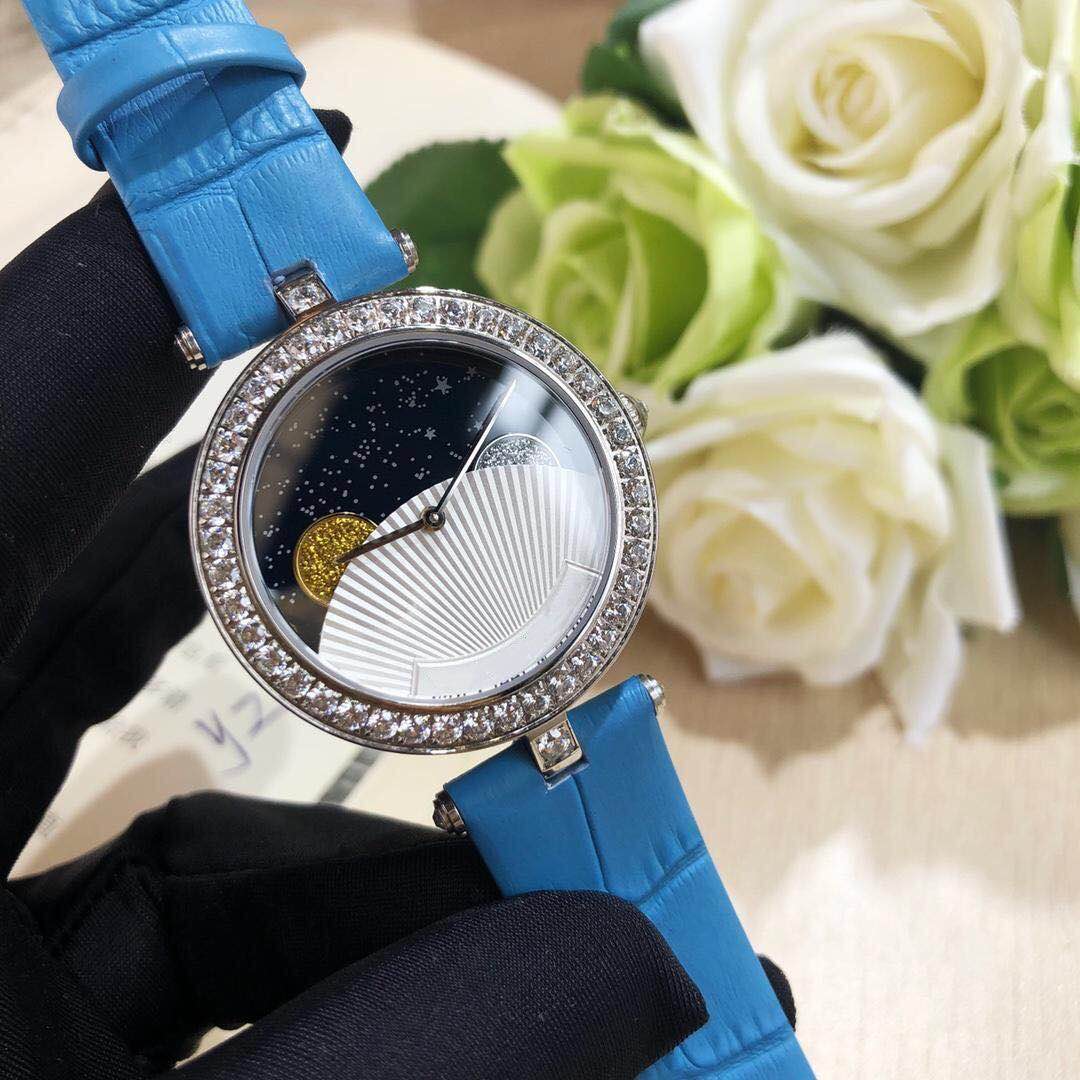 

Journey of the Sun and Moon RN25800 fashion new watches multi-functional watch real moon stars with high-end quartz movement sapphire, Black