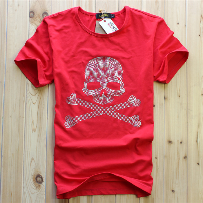 

2021 Men's O-neck Men Luxury Diamond Design white color diamond skull Tshirt Fashion T-shirts Funny Brand Cotton Tops And Summer Tees