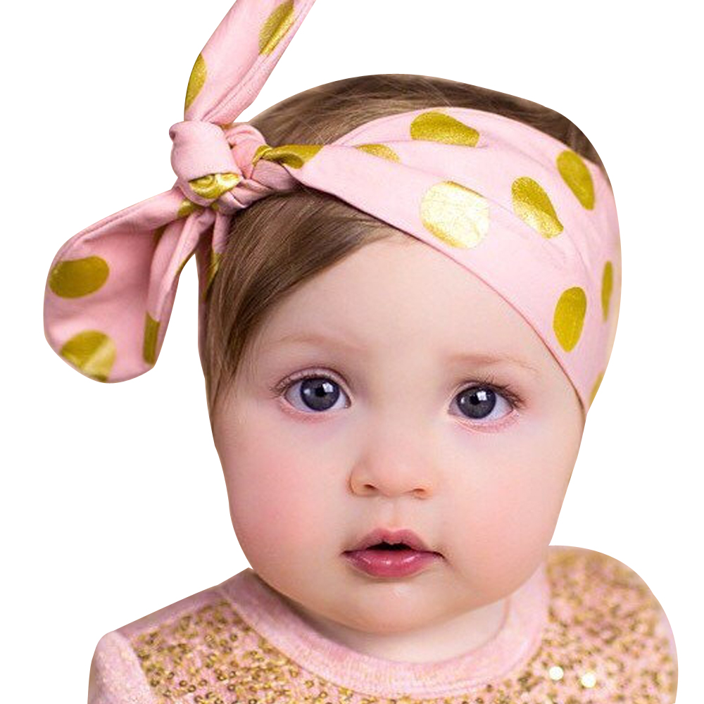 

2019 Fashion Headwear Kids Dot Rabbit Ear shiny Headband Newborn Hair Accessories Children Elastic Hair Bands