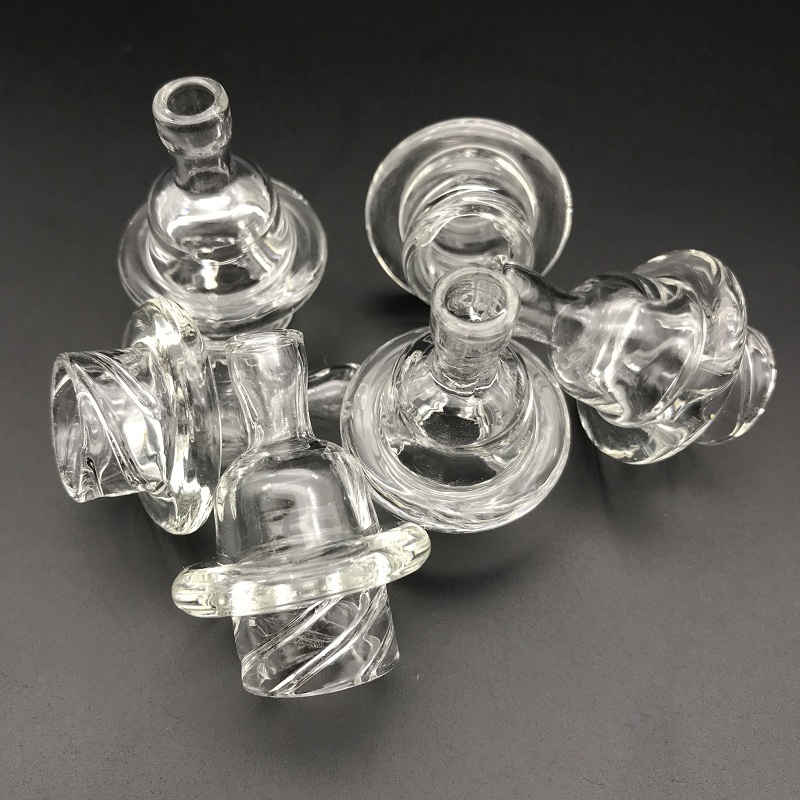 

2018 newest Beveled edge Cyclone Riptide Glass Carb Cap Recycler Hole Glass spin Bubble carb cap for quartz banger nail bong oil rig
