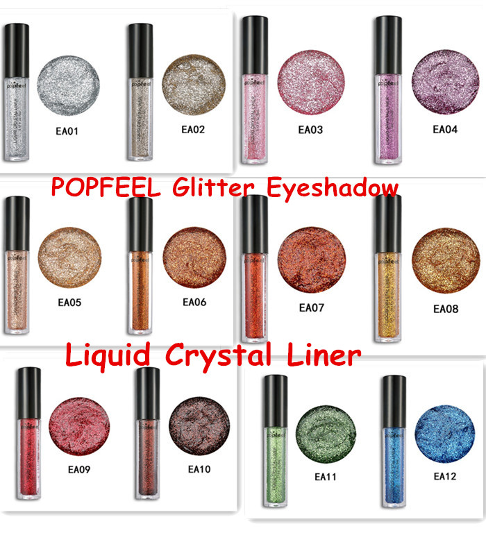 

POPFEEL Glitter Eyeshadow Powder Liquid Crystal Liner Eye shadow Stick Diamond Shimmer Powder 12colors, Multi