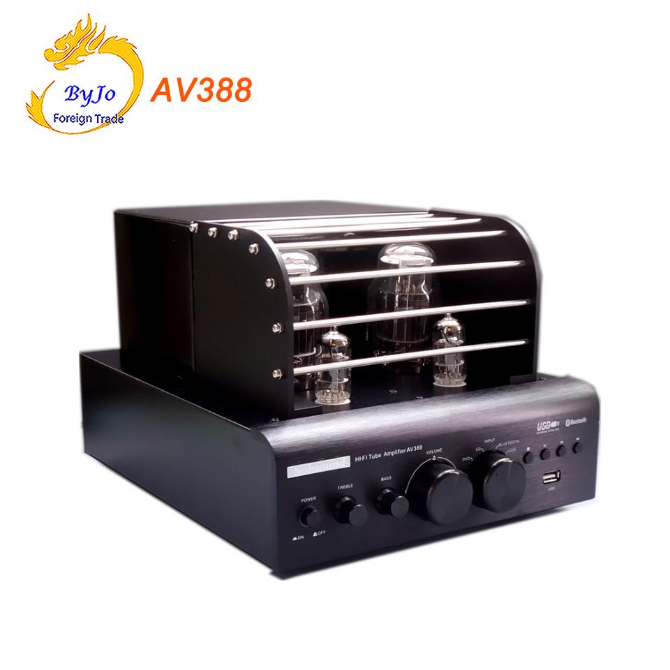 

AV388 Bluetooth Vacuum Tube Stereo audio Amplifier 35w + 35w USB MP3 Play BASS Audio output 2.1 Tube amp