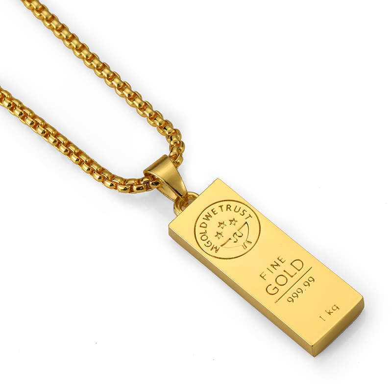 

Trendy Fashion Hip Hop Men Bullion Pendant Necklaces Jewelry 75cm Long Chain Rock Micro Mens Gold Necklace For Gifts