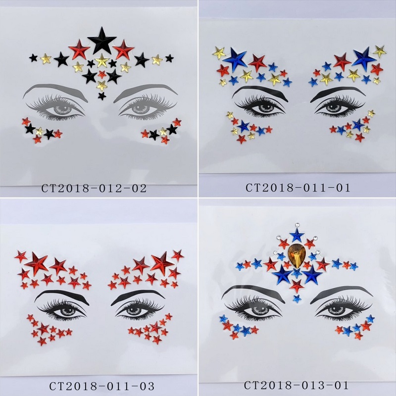 

Body Face Art Flash Forehead Gems Tattoo Stickers Women Prom Easy Use DIY Adhesive Eye Crystal Temporary Decor Jewel Paste 10cps/set