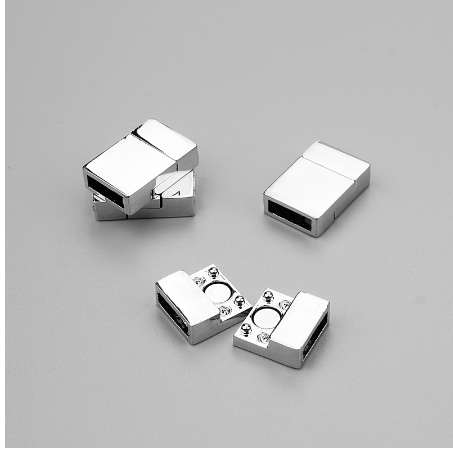 

10pcs/lot 3*10mm Rhodium Plated Magnetic Clasps Charms Fitting Clasps Hooks Flat Leather Jewelry Accessories Findings