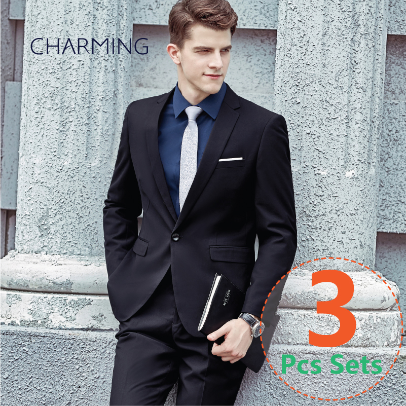 

Black mens suit Business suits for men Formal suits for men 3 piece suits for mens (Jacket + Vest + Pants), Same as image