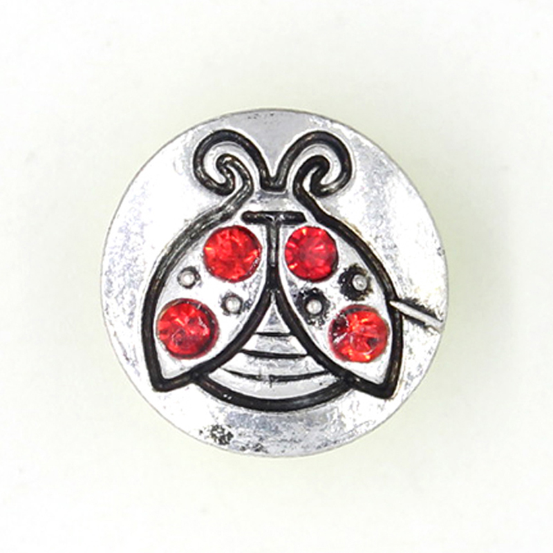 

Wholesale DIY Interchangeable Metal Button Rhinestone Pink Red Ladybug Buttons for 18mm Snap Jewelry Snap Button Bracelet