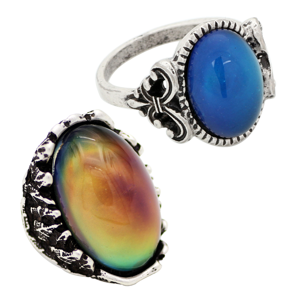 

Luxury Changeable Stone Silver Plated Zinc Alloy Ring for Gift 2 Pcs/Set RS008-057