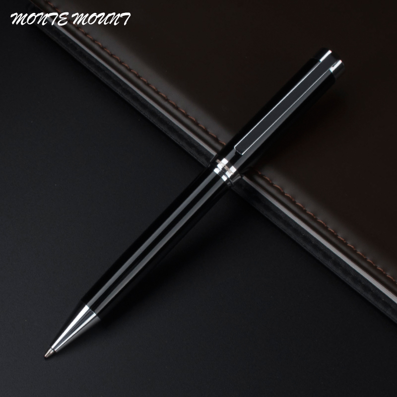

MONTE MOUNT Unique design-Black metal ballpoint Pen with Stationery office supplies writing pen, As pic