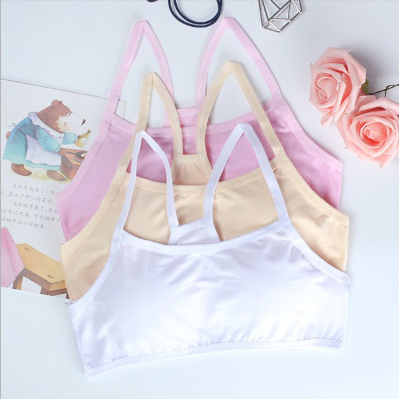 50pcs/lot Girls Training Bra Teenage Kids Soft Cotton Breathable Sport Underwear Padded Clothing vest free ship-image-411790983