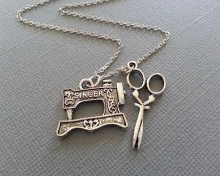 

10pcs Vintage Silver Scissors sewing machine Circle Lots Keys Charms Statement Collar Choker Necklaces Pendant Fashion Jewelry For Women NEW