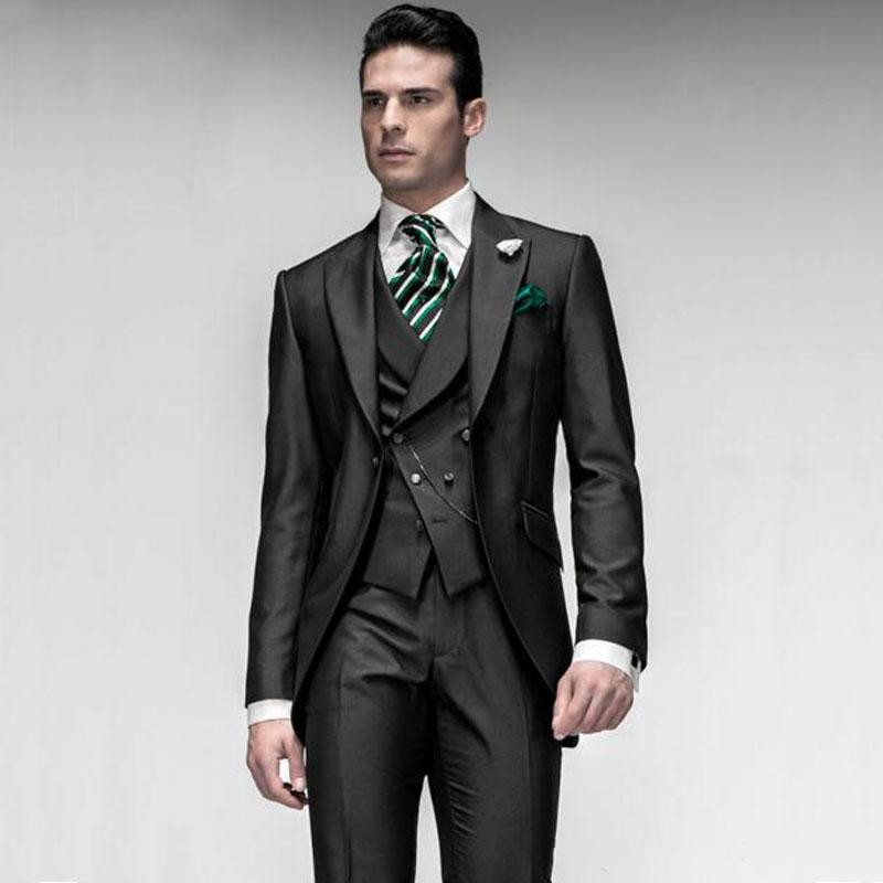 

Cheap Three Pieces Black Groom Tuxedos Best Groomsmen Suit Custom Made Slim Fit Mens Wedding Suits Formal Wear (Jacket+Pants+Vest), White
