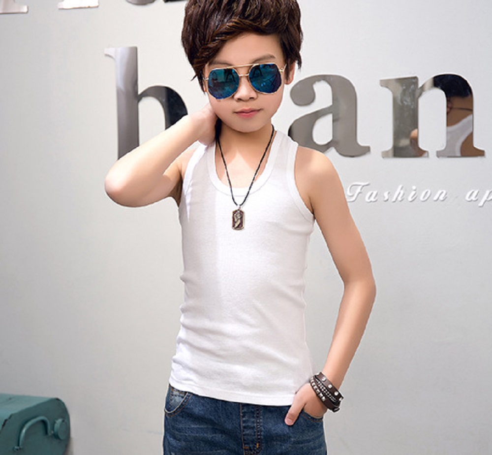 

Boys and Girls' Fashion Tank Tops 100% Cotton,tank tops for teenagers, White