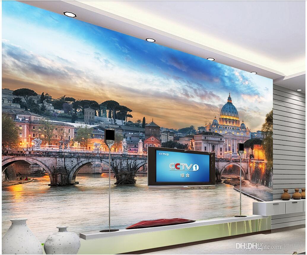 

3d room wallpaper cloth custom photo European architecture of arch bridge 3d wall murals wallpaper for walls 3 d print fabric wall covering, Picture shows