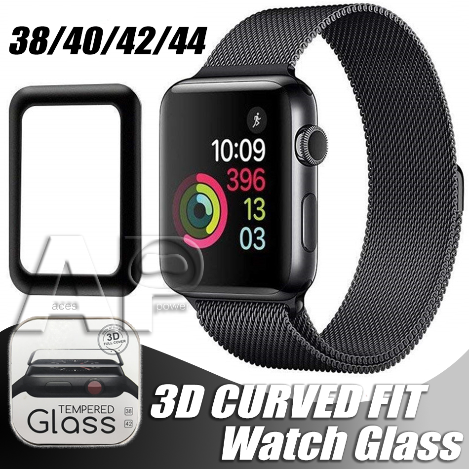 

Screen Films For Apple Watch 5 3D Full Cover Tempered Glass Protector 40mm 42mm 38mm 44mm Anti-Scratch Bubble-Free iWatch Series 2 3 4