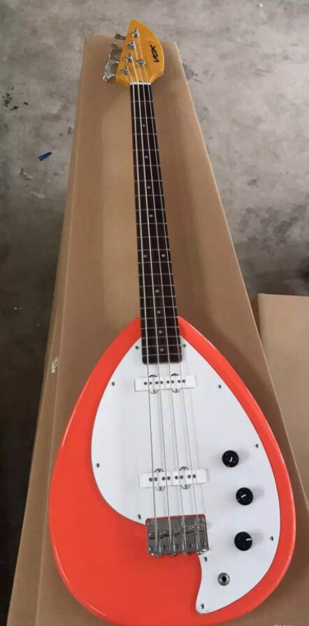 

Rare 4 Strings Tear Drop Vox Phantom Salmon Orange Solid Body Electric Bass Guitar Chrome Hardawre, Maple neck & Rosewood Fingerboard