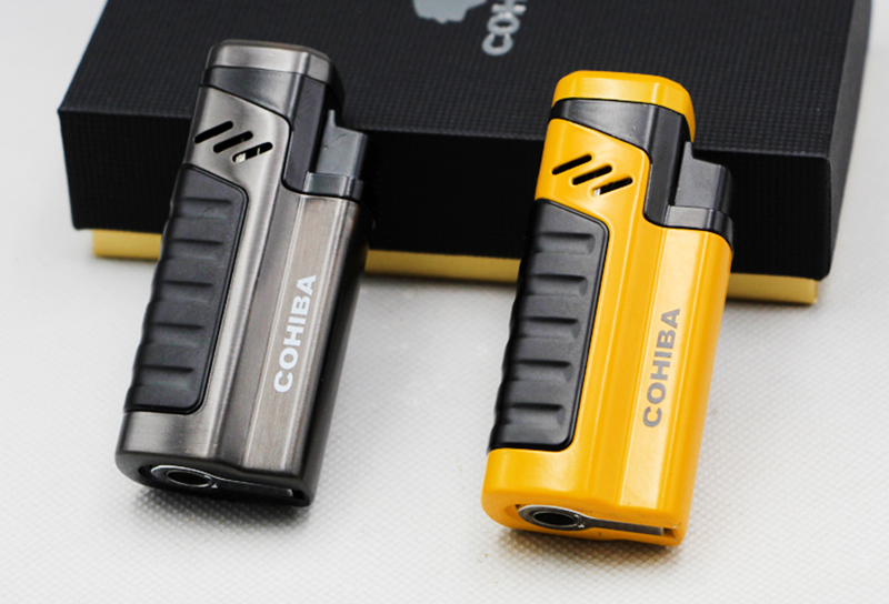 

COHIBA Cigarette Cigar Lighter Cool Flame Metal Windproof Four Torch Jet Flame Lighter Use Butane Gas For Smoking