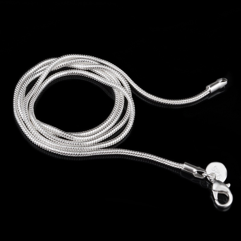

1MM 925 Sterling Silver Plated Snake Chains Necklace Jewelry