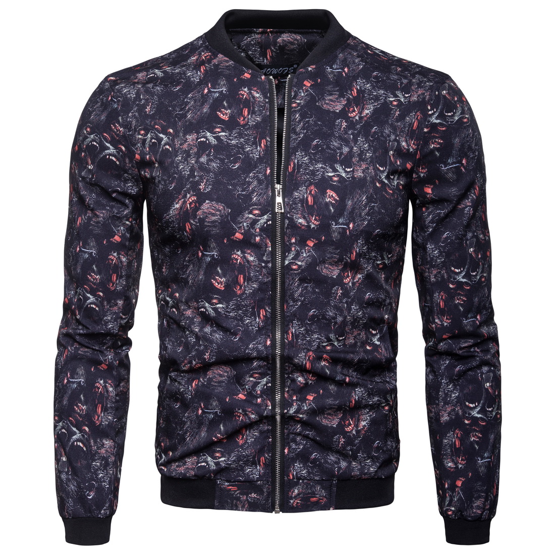 Stylish Mens Jacket Autumn Designer Animal Printed Zipper Slim Jackets Coat Outdoor Sport Face High Quality Fabric Men's Clothing For Sale