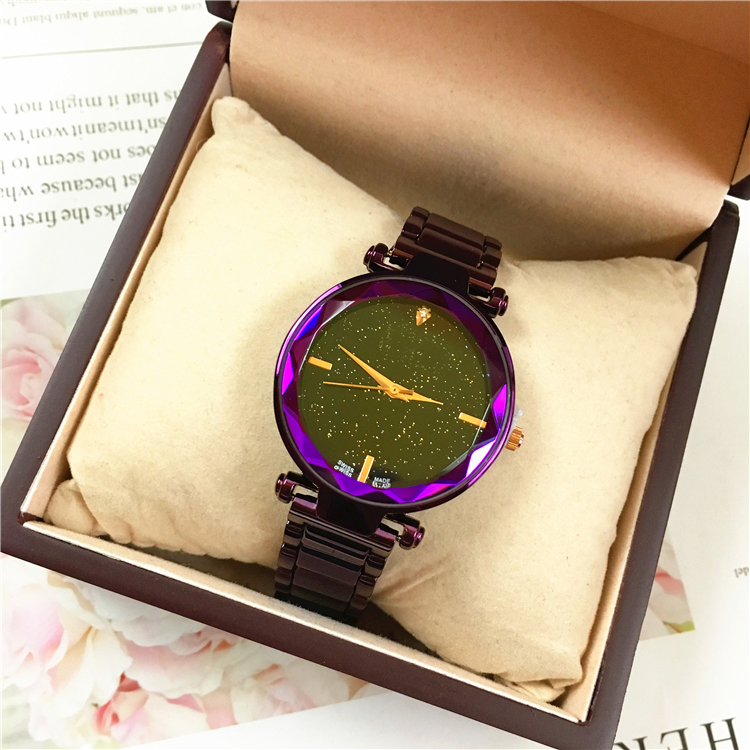 Montres de luxe Hot Articles Femmes Rhombus Dial Violet / Bleu Bracelet en acier chaîne Lady robe Montres-Drop Shipping pour les filles Giftf