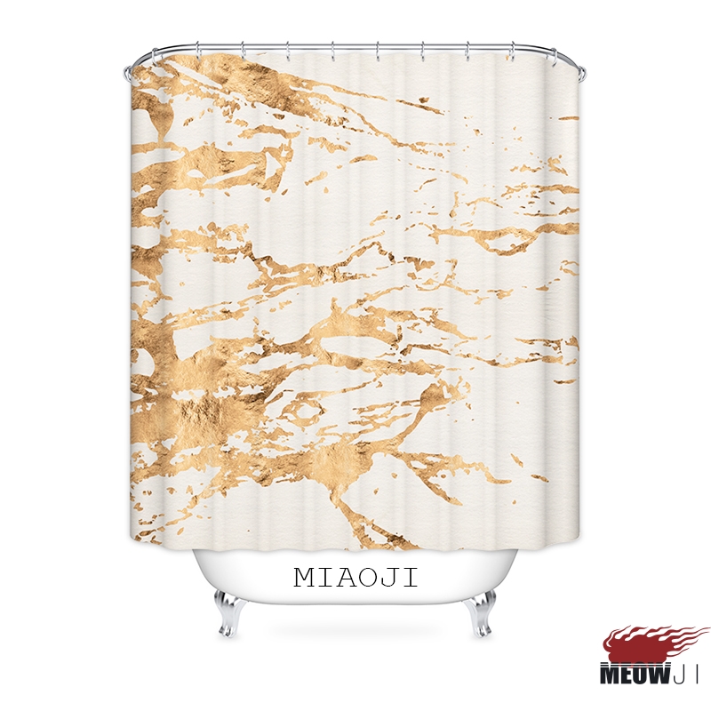 

[MIAOJI] Bathroom High Quality Printed Golden Exquisite Shower Curtain Multi Sizes Bath Curtain Decor Free Shipping