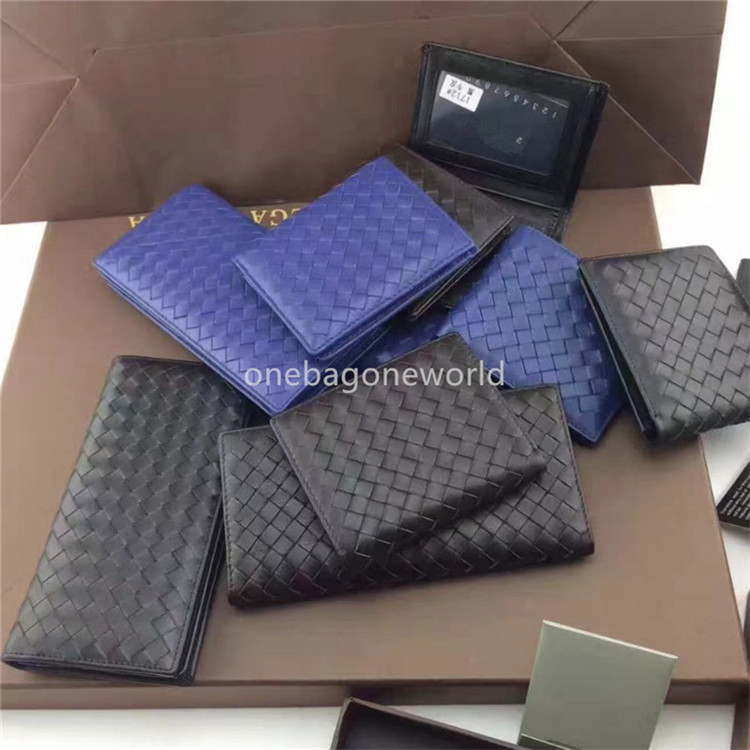

Hot Wallet!Wholesale Designer Hand-woven Lambskin Leather Men's Bi-fold Wallet Short Wallet Real Leather Business Card Holder Wallet Gift, Black+6 card holder