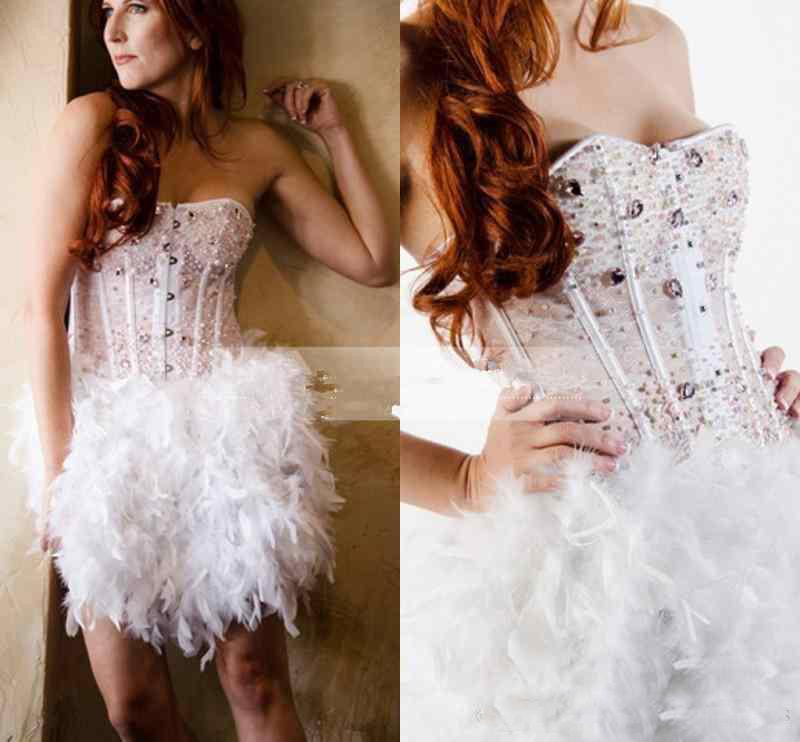 white feather corset