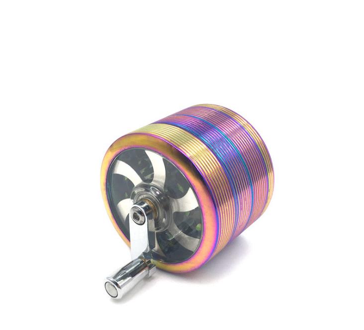 

Colorful stripe hand tobacco grinder grinder rocker 63mm roof four layers of ground smoke detector