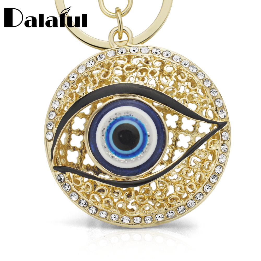

Key Rings Fashion Eyes Hollow Out Round Metal Chains Crystal Purse Bag Buckle Pendant For Car Keyrings KeyChains K165