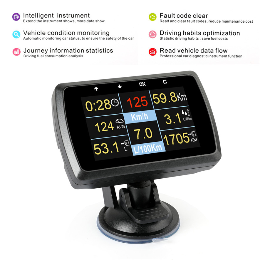 

Car OBD Smart Gauge OBD2 Auto Scanner Water Tempmeter Speed Meter Gauge Display Driving Computer Over Speed Alarm Scan Tool