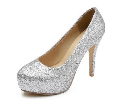 

Free send Hot waterproof table Fine heel high heel single shoes women shoes, Silver