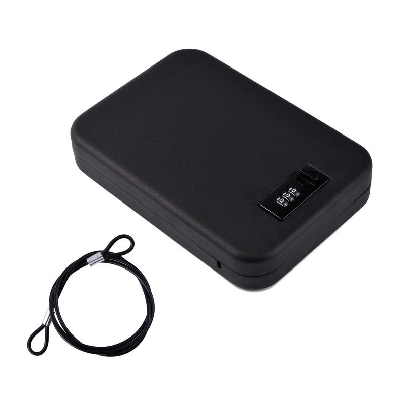 

Portable Steel Security Box Cash Jewelry Passport Handgun Safe Pistol Box