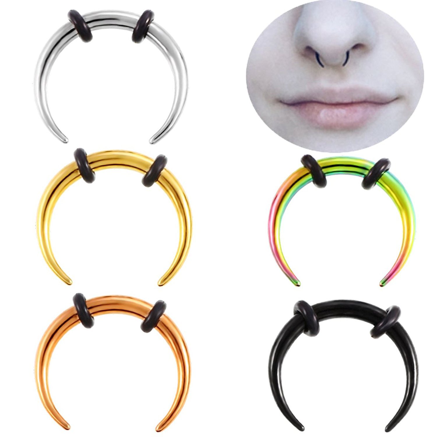 

2018 New Boby Nose Hoop Jewelry Lip Piercing Rings Stud Punk Horn Shape Nose Rings Septum Factory Wholesale