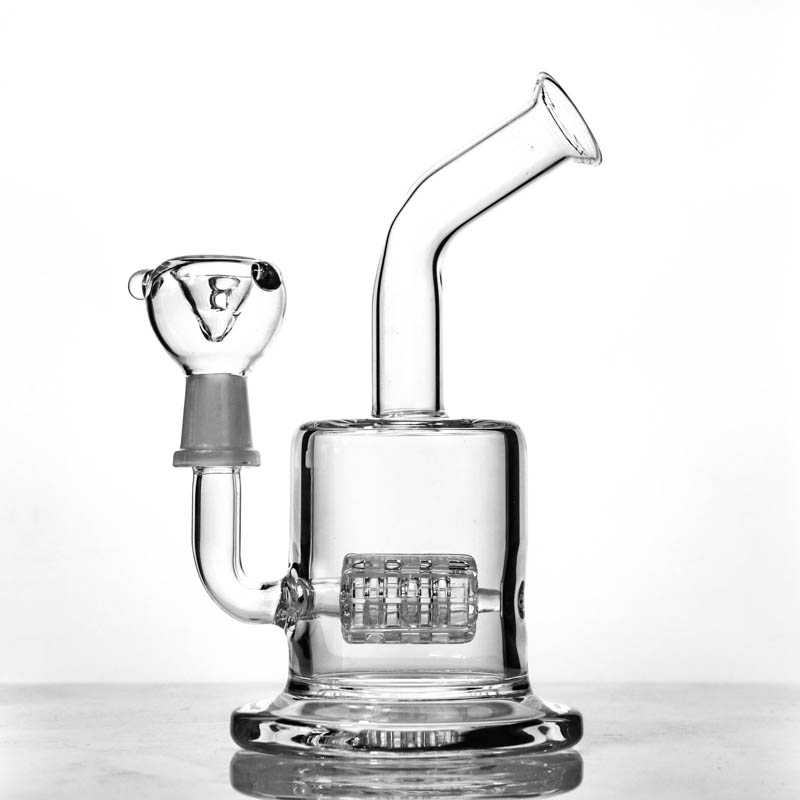 

Hookahs small bong 6.5" LAID GRID PERC water pipe bongs bubbler dab rigs 14.5mm male joint