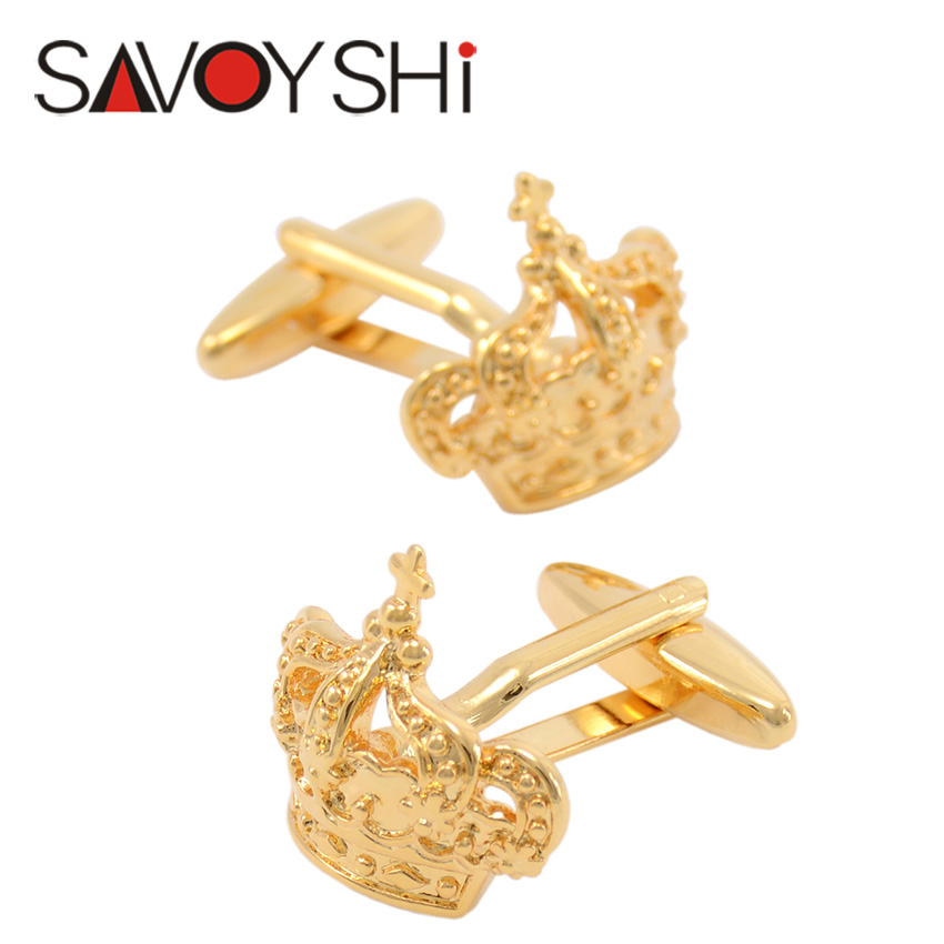 

SAVOYSHI Luxury Gold-color Crown Cufflinks for Mens Shirt Brand Cuff Bottons High Quality Cufflinks Wedding Fashion Men Jewelry, Silver