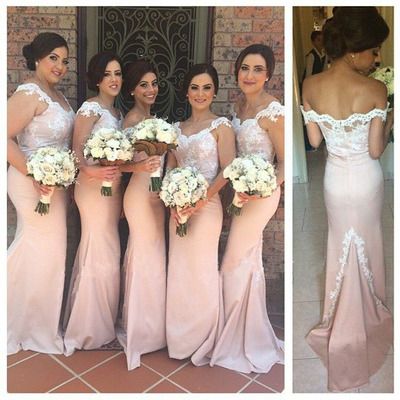 Baby Pink Bridesmaid Dresses 2021 Sexy Off Shoulder White Lace Mermaid Long Maid Honor Special Occasion Dresses For Wedding Custom Made-image-408024821