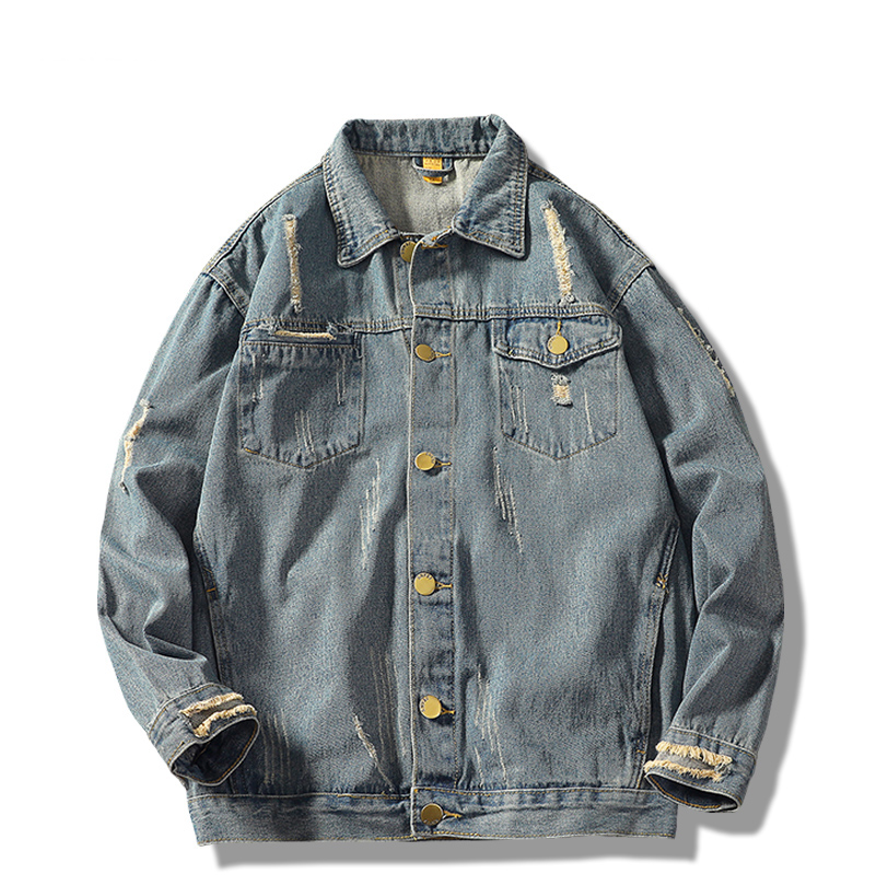 2018 Autumn Denim Jeans Casual Jackets Men Coat Male Jacket Streetwear Hip Hop Clothing Mens Ripped Distressed Hole