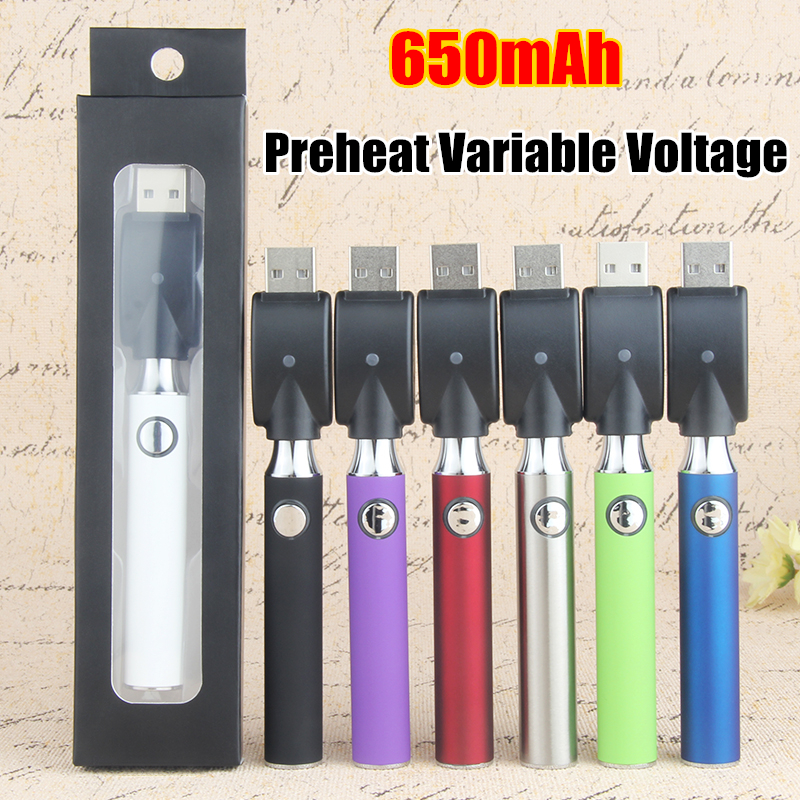 

MOQ 2Pcs Preheating VV Battery Charger Kit 650mAh PreHeat Function evod Variable Voltage Vape 510 Batteries For CE3 G2 cartridge