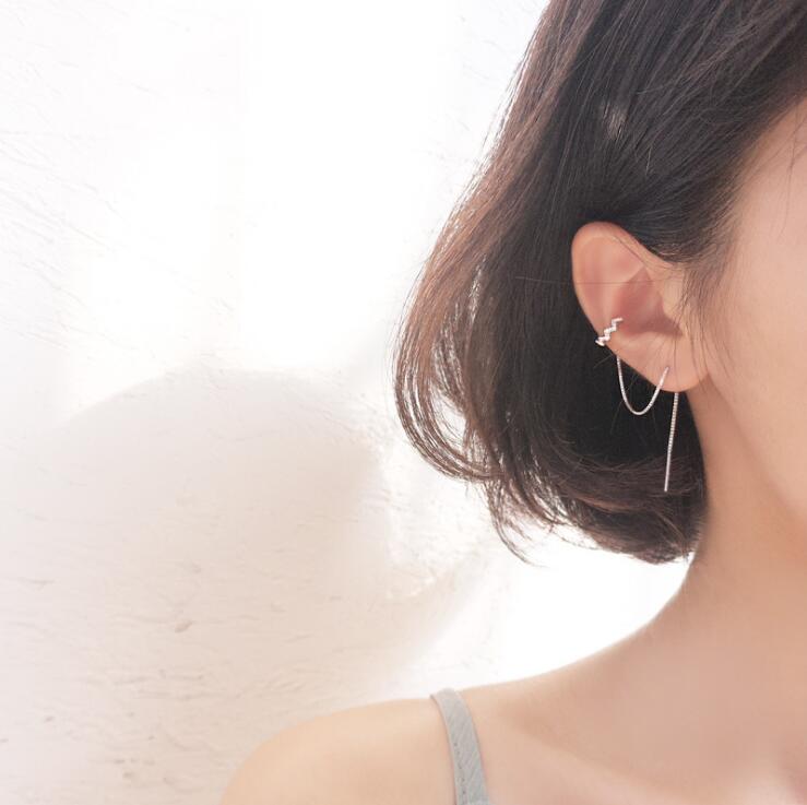 Wholesale Thread Tassel Earrings 100% Guaranteed Solid 925 Sterling Silver Drop Earrings yh5206-image-425911293