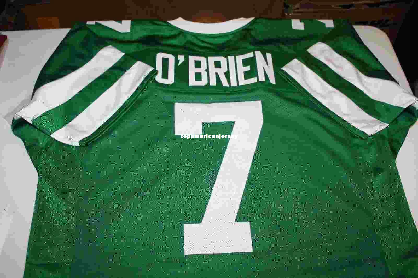 

Cheap Retro custom #7 KEN O'BRIEN MITCHELL & NESS Jersey Stitching men's Football Jerseys Running, Green